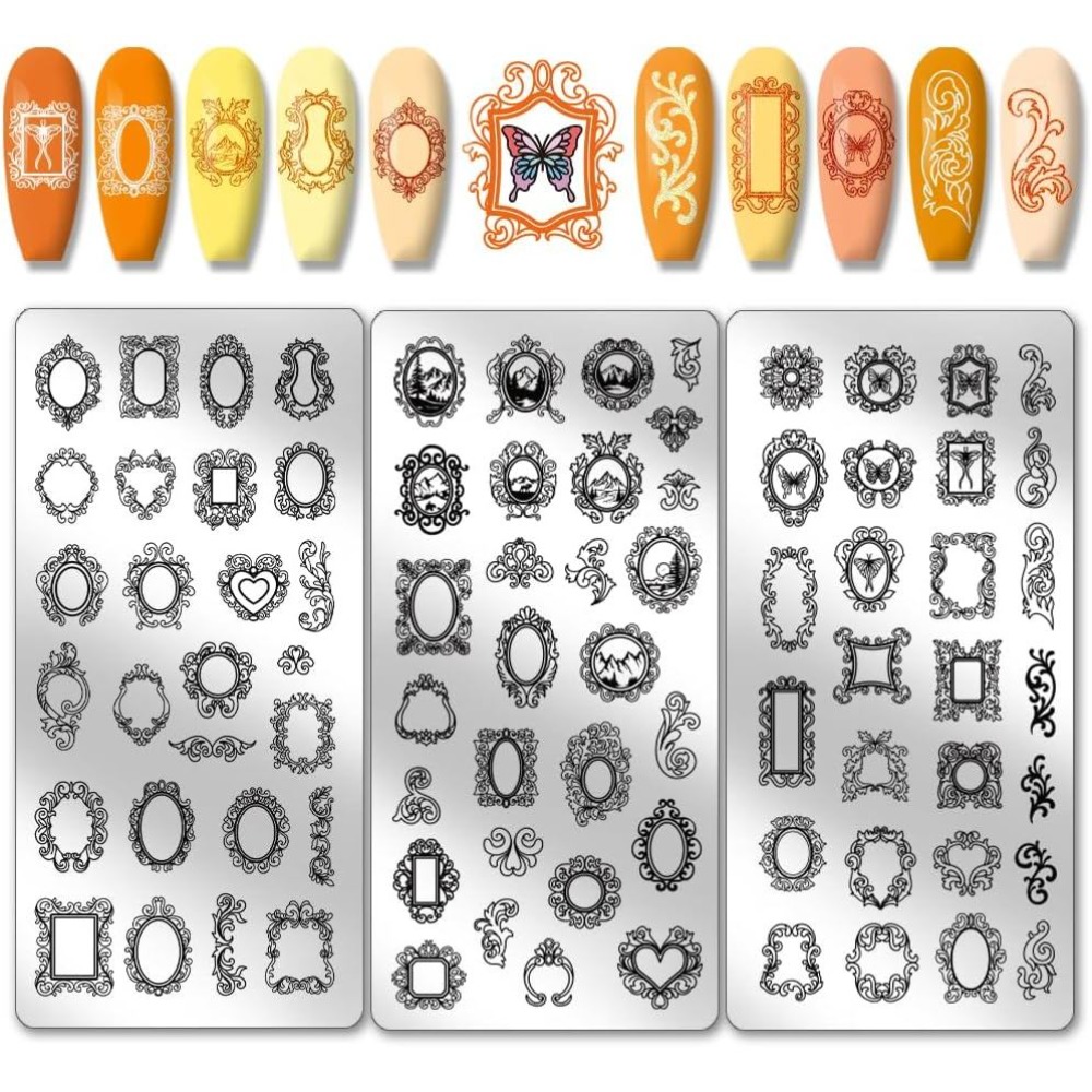 Nail Art Vintage - Набор из 3 винтажных трафаретов для