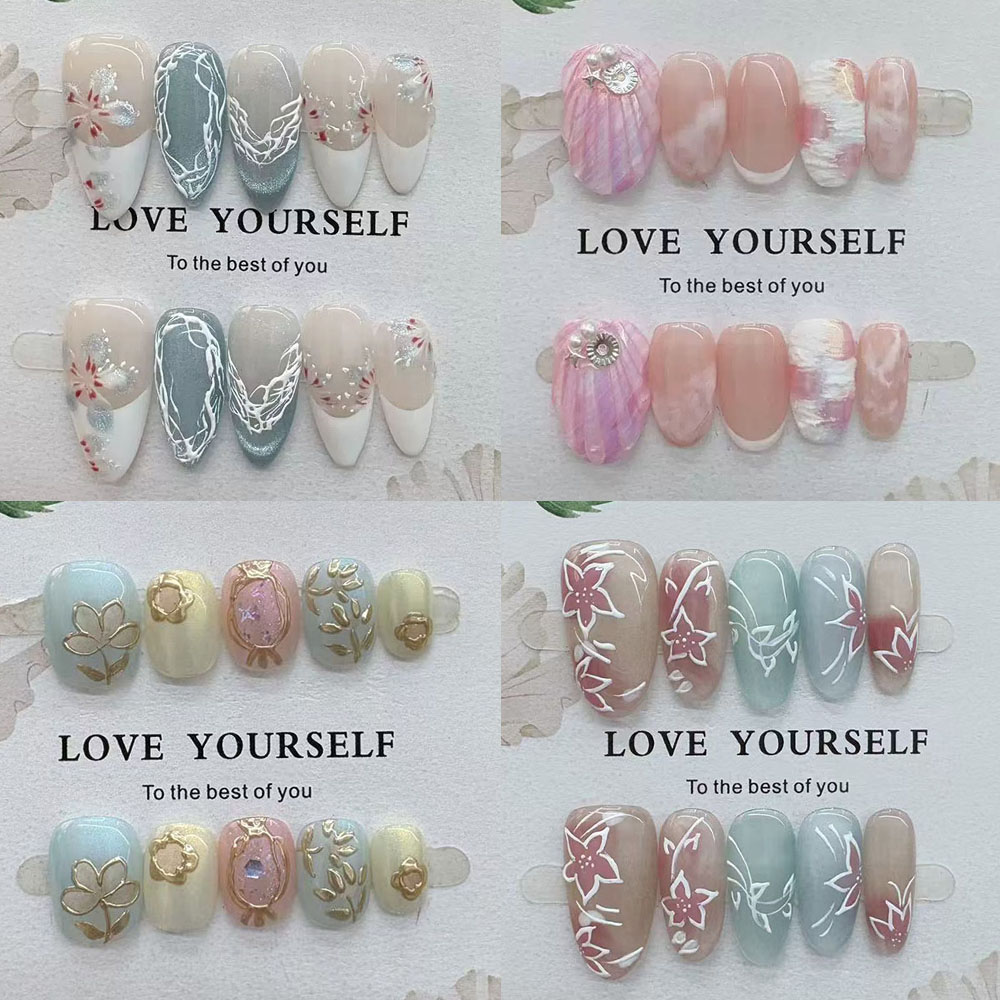 Nail Art Elegant - Нежные элегантные накладные ногти с ручной