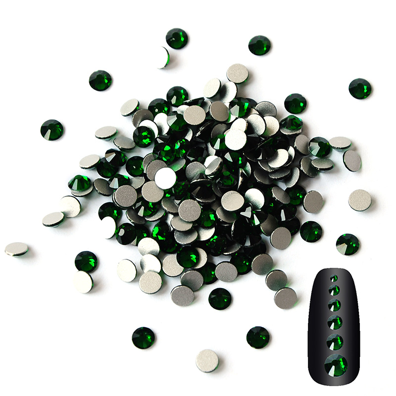 Nail Art Emerald Green - Изумрудно-зеленые стразы для нейл-арта 4А, плоские,