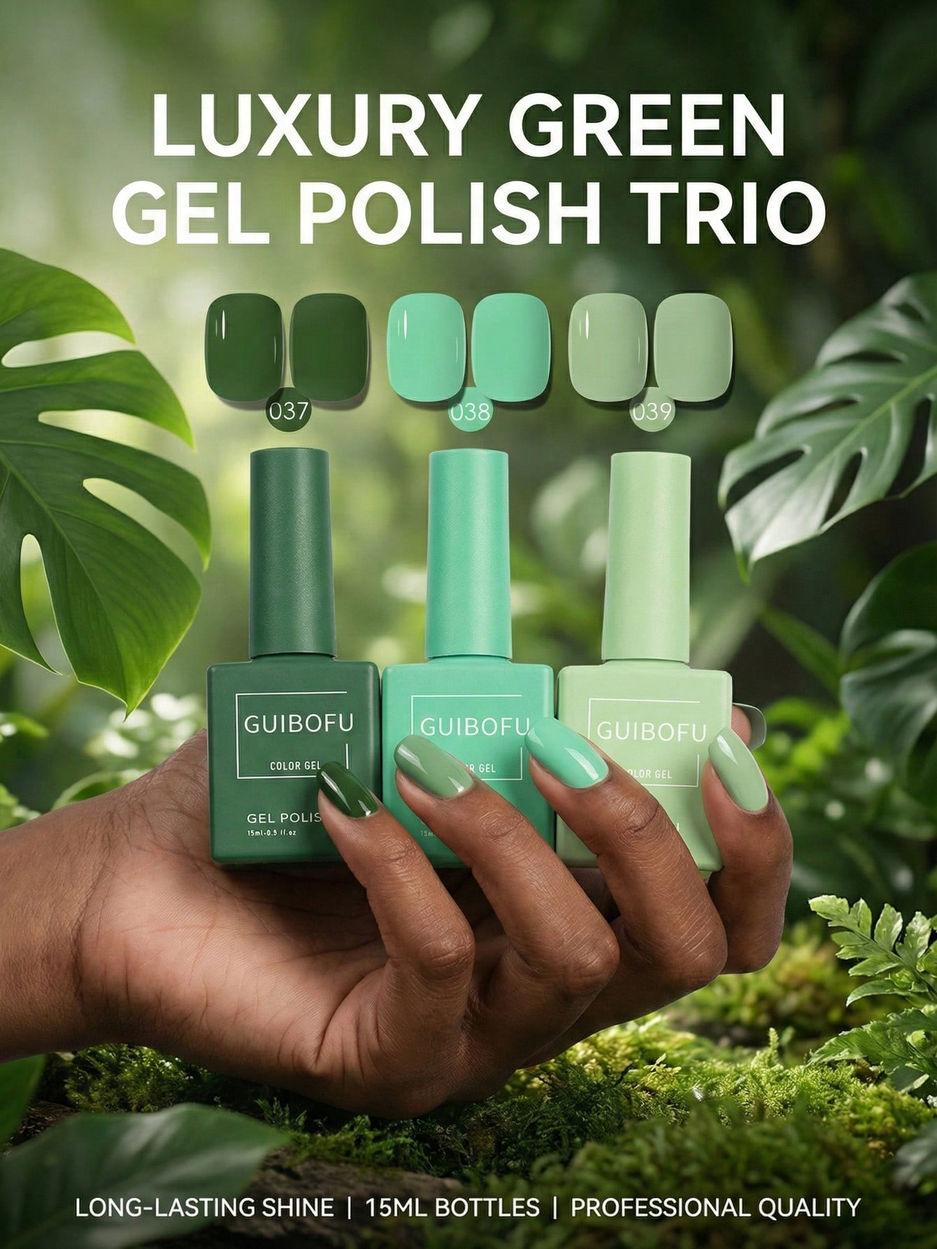 Nail Art Emerald Green - Набор из 3 штук, 15 мл,
