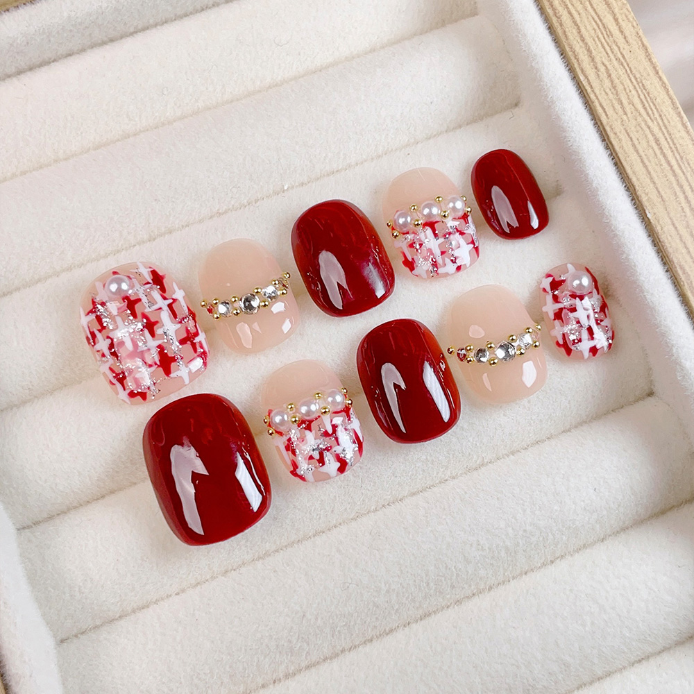 Nail Art Red - Набор из 10 коротких квадратных и