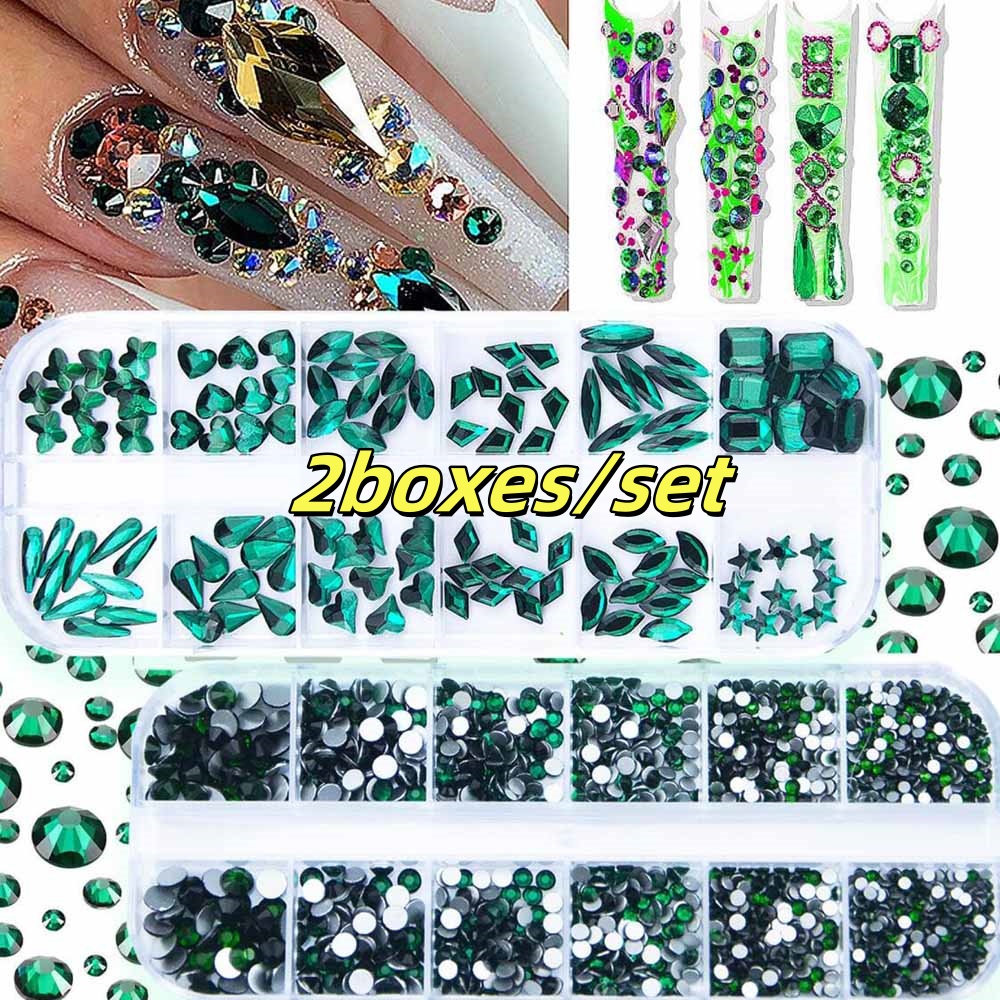 2 коробки, изумрудно-зеленые с – обзор и цена Nail Art Emerald Green
