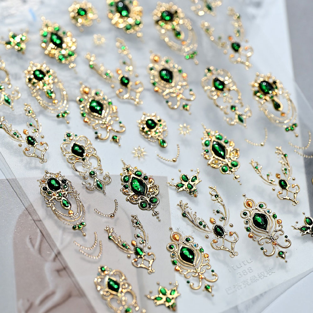 5D тисненные изумрудные драгоц – обзор и цена Nail Art Emerald Green