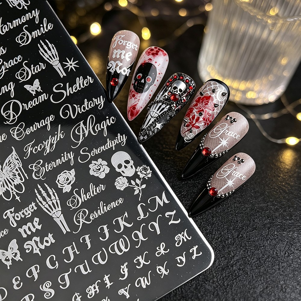 3D-трафарет для ногтей с череп – обзор и цена Nail Art Vintage