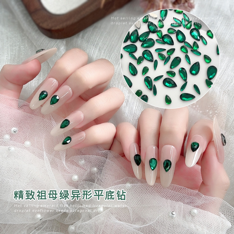 50 шт. темно-зеленые стразы с  – обзор и цена Nail Art Emerald Green