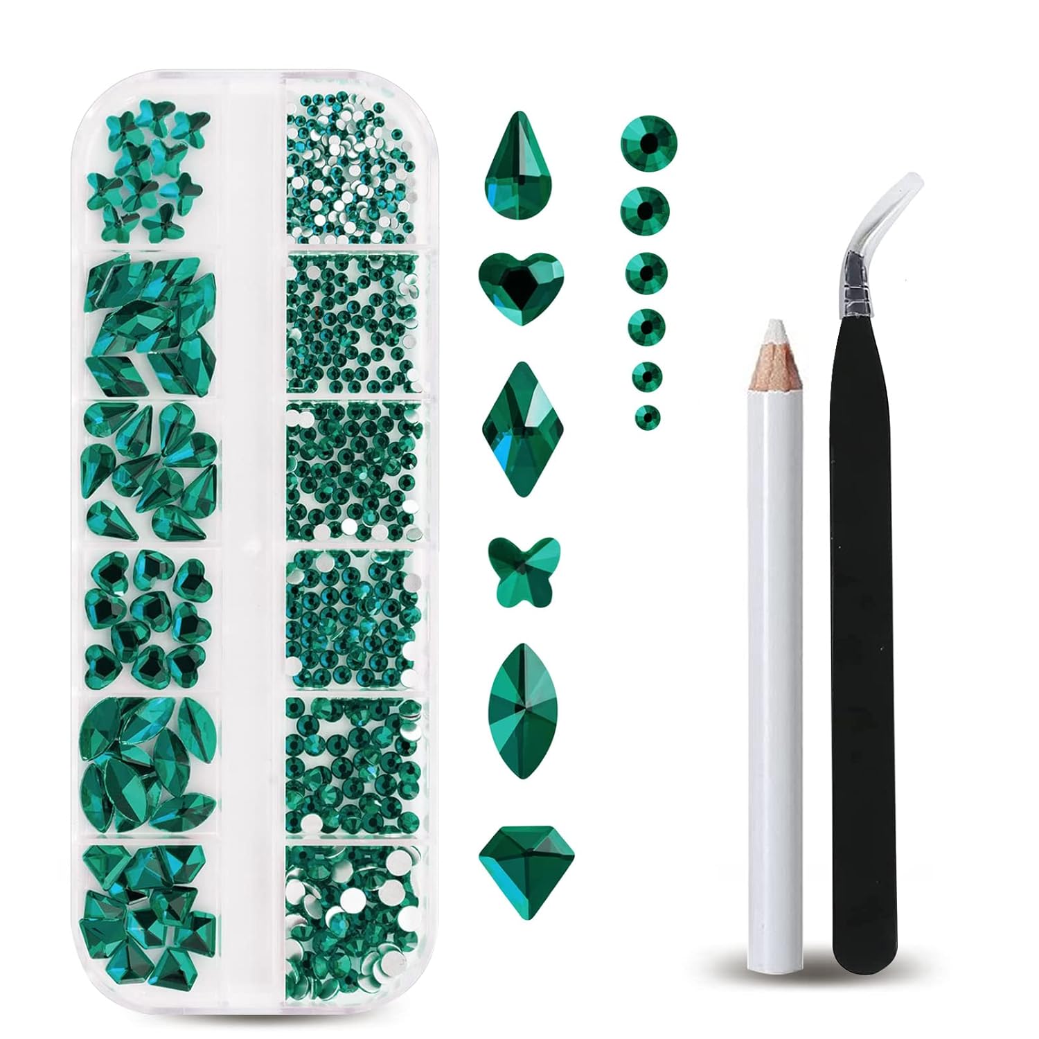 12 сеток, изумрудные стразы дл – обзор и цена Nail Art Emerald Green