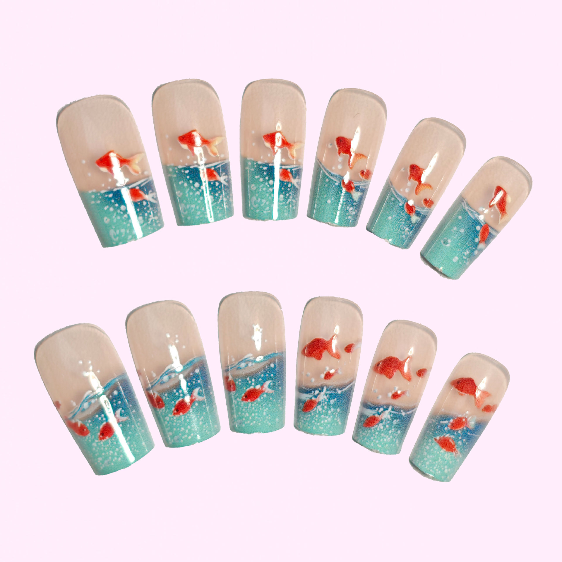 Средней длины квадратные накла – обзор и цена Nail Art Red