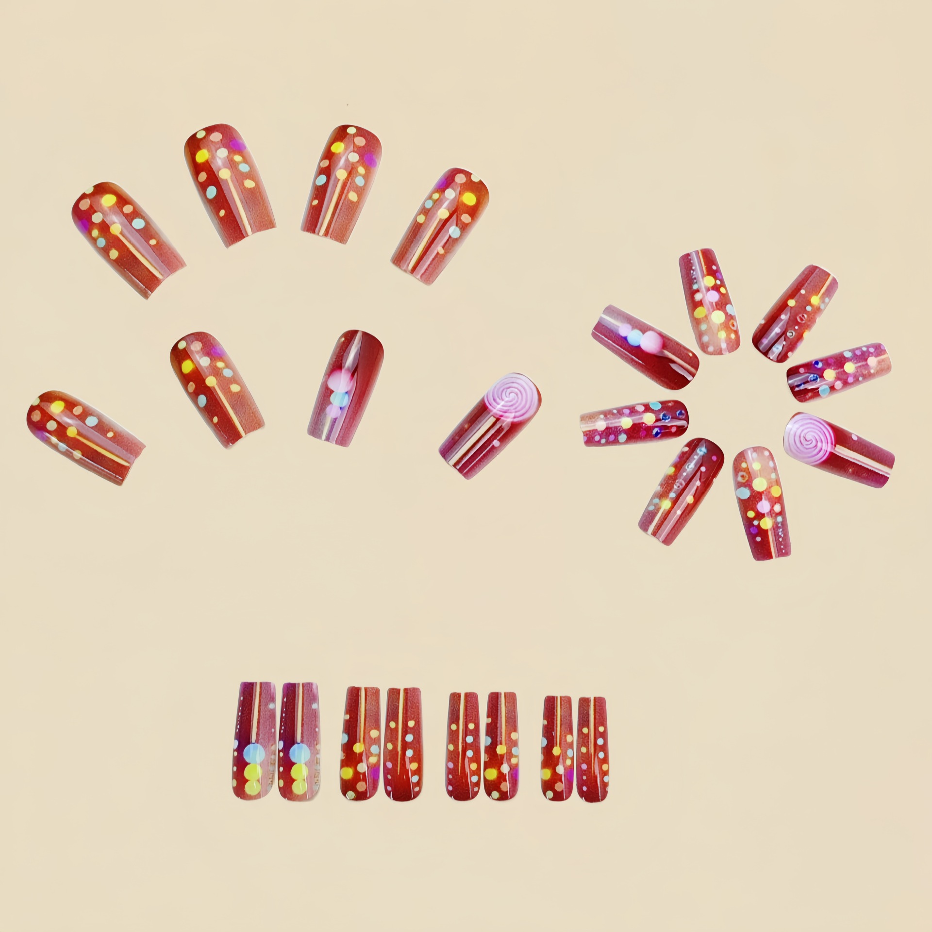 Накладные ногти средней длины  – обзор и цена Nail Art Red