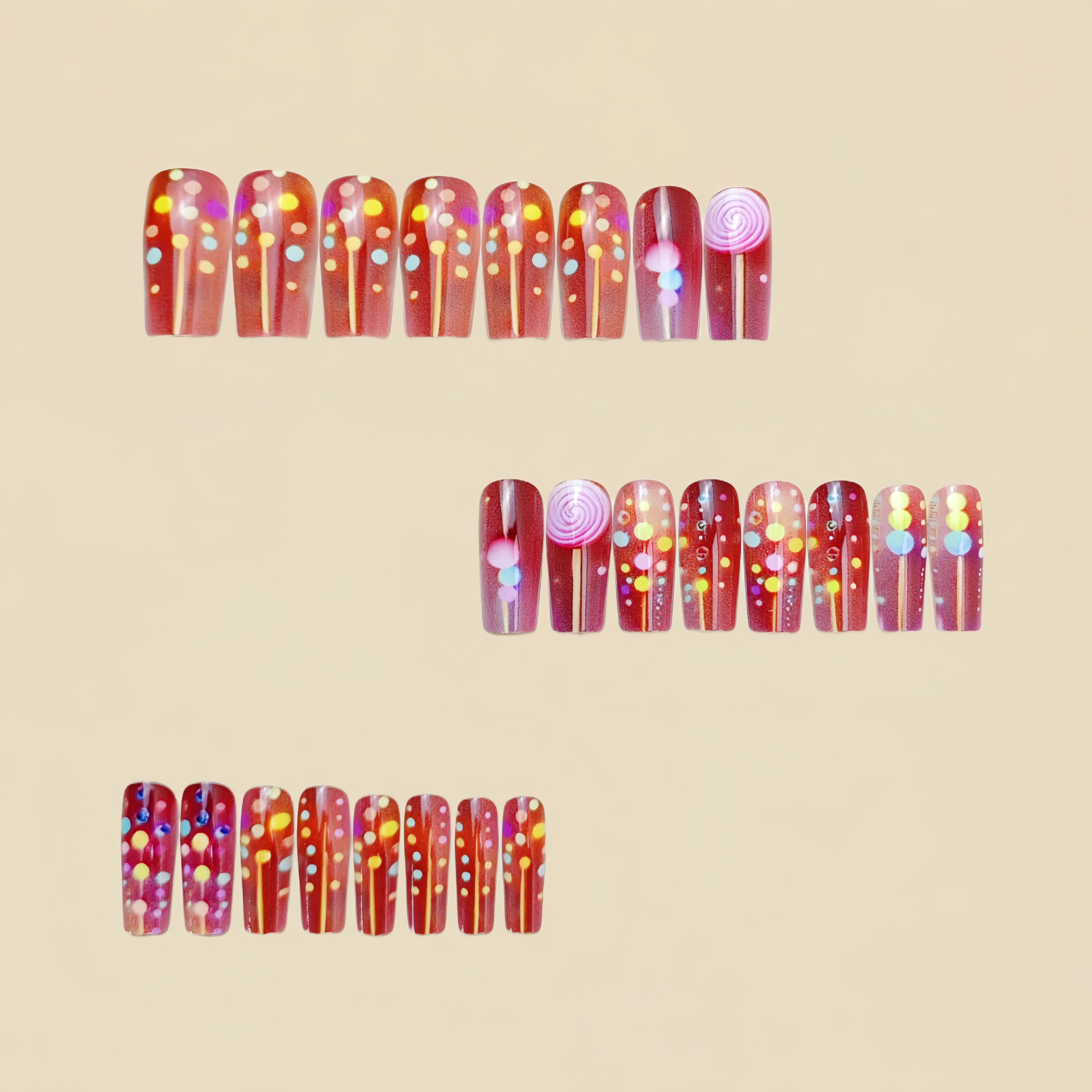 Накладные ногти средней длины  – обзор и цена Nail Art Red