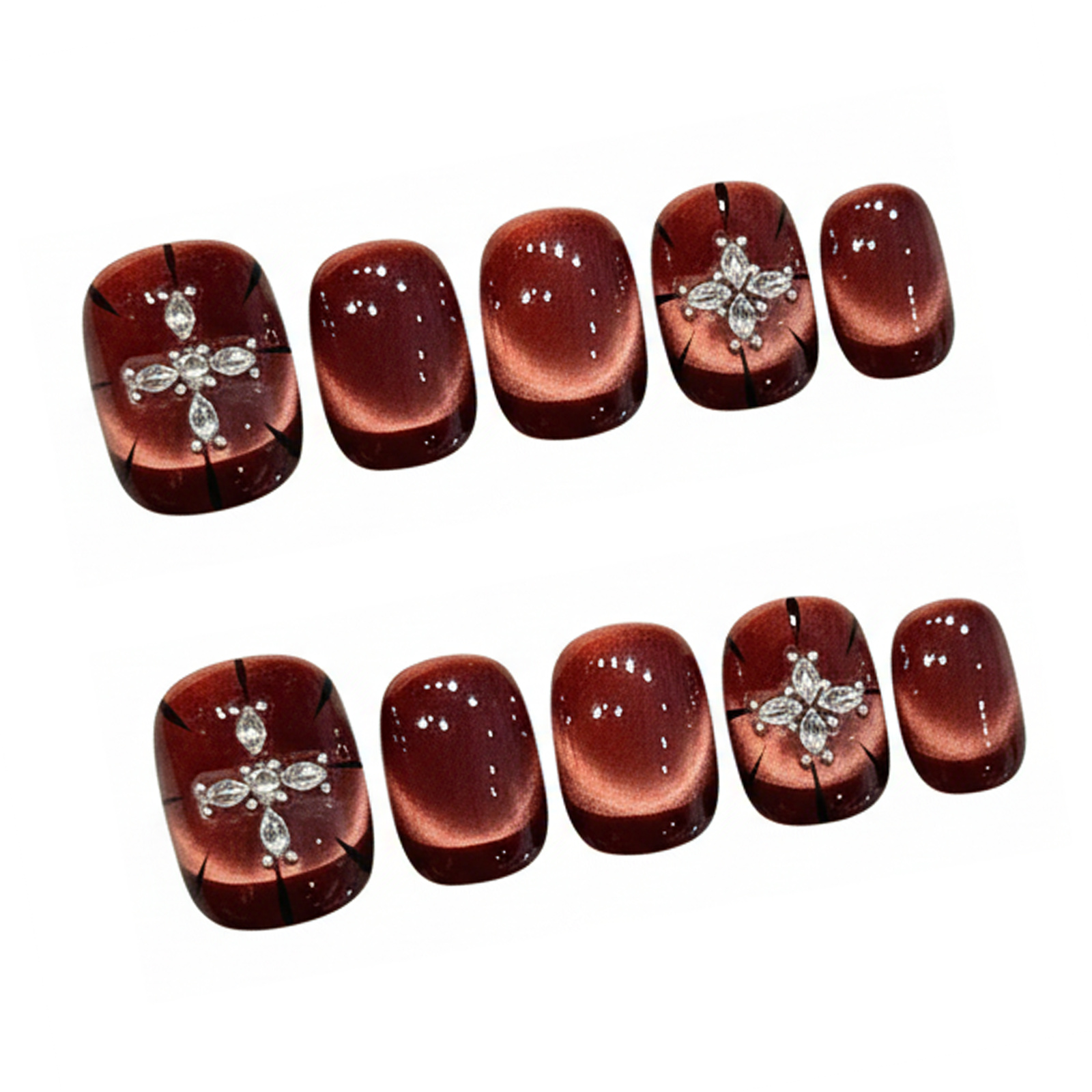 10 шт. винно-красный кошачий г – обзор и цена Nail Art Red