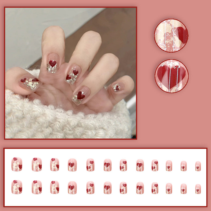24 шт./набор, короткие квадрат – обзор и цена Nail Art Red
