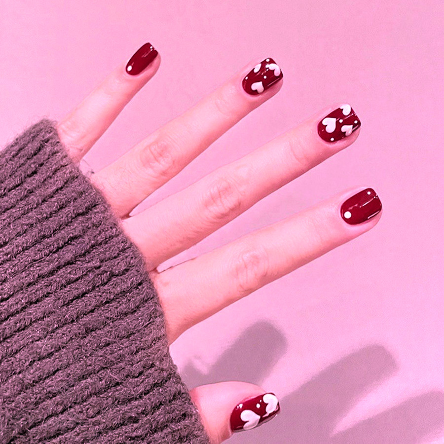 24 шт./набор, короткие квадрат – обзор и цена Nail Art Red