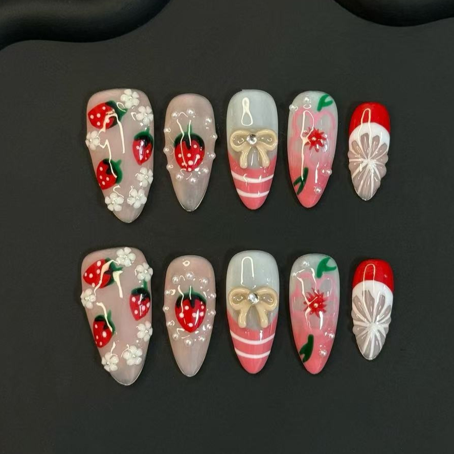 Набор из 10 шт. летних накладн – обзор и цена Nail Art Red
