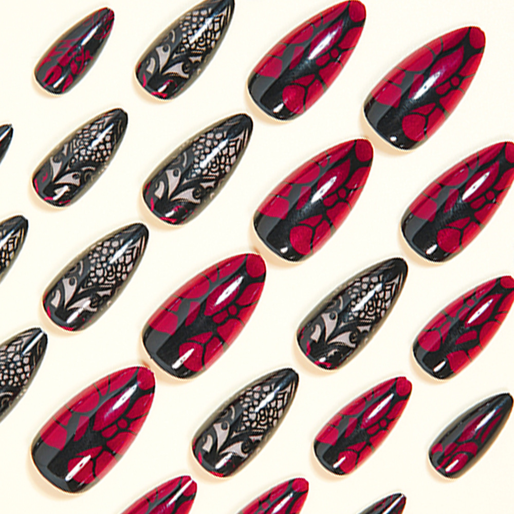 Накладные ногти средней длины  – обзор и цена Nail Art Red