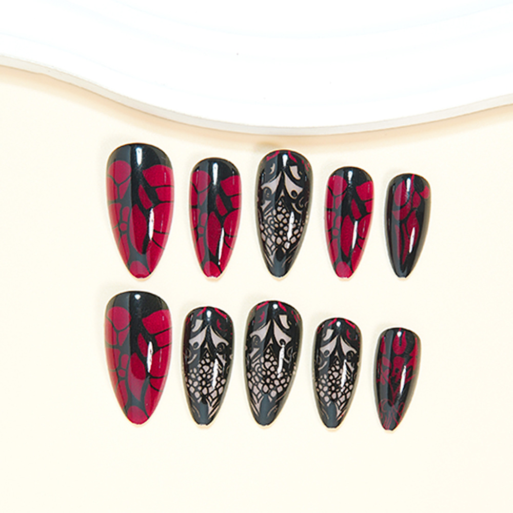 Накладные ногти средней длины  – обзор и цена Nail Art Red