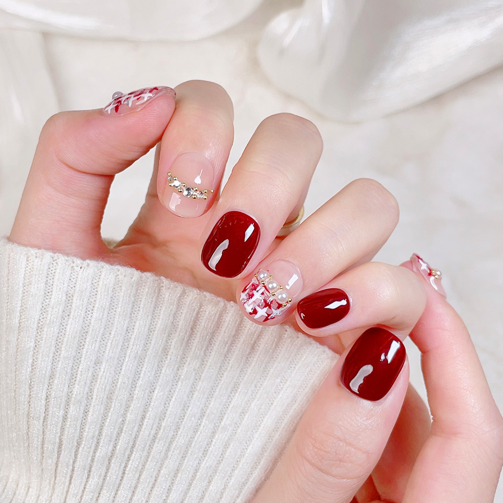 Набор из 10 коротких квадратны – обзор и цена Nail Art Red
