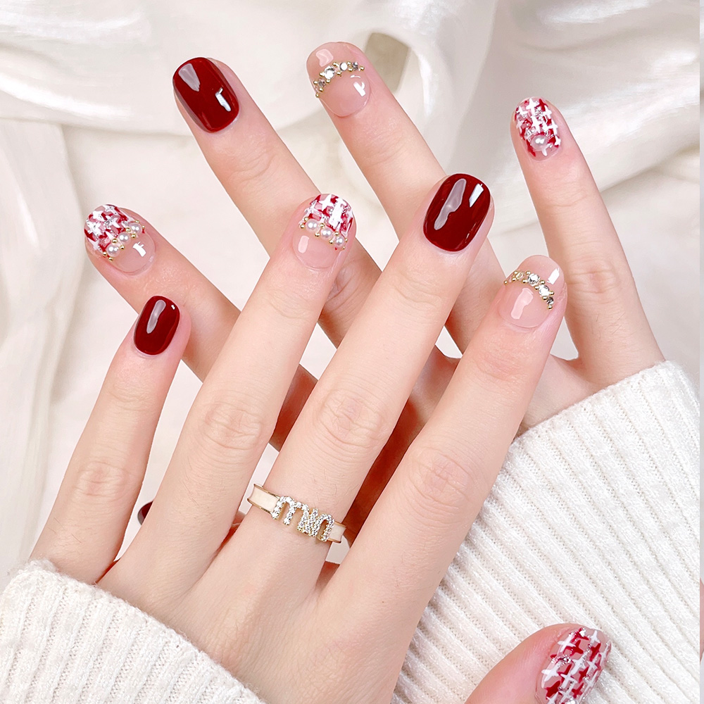 Набор из 10 коротких квадратны – обзор и цена Nail Art Red