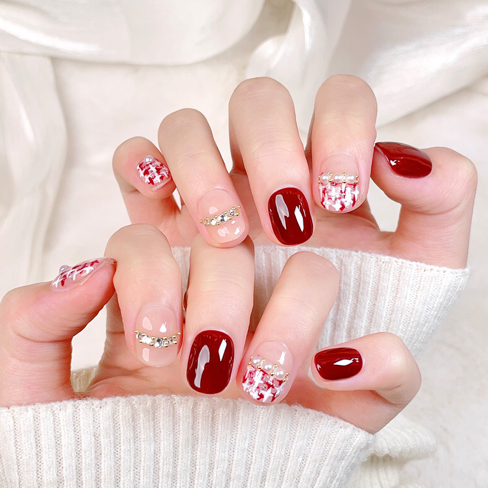 Набор из 10 коротких квадратны – обзор и цена Nail Art Red